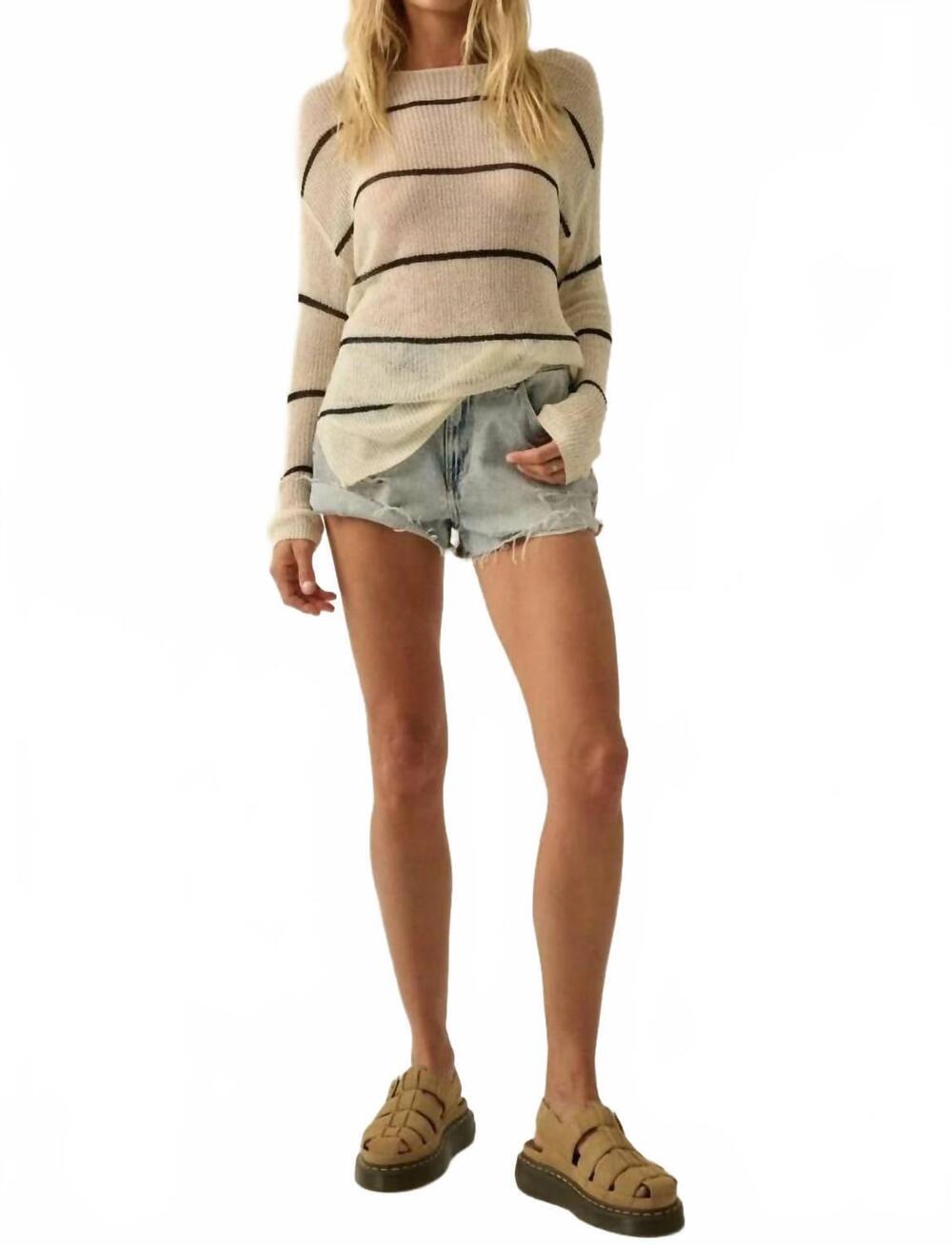 NEW PROMESA ally oversized striped sweater in white & black